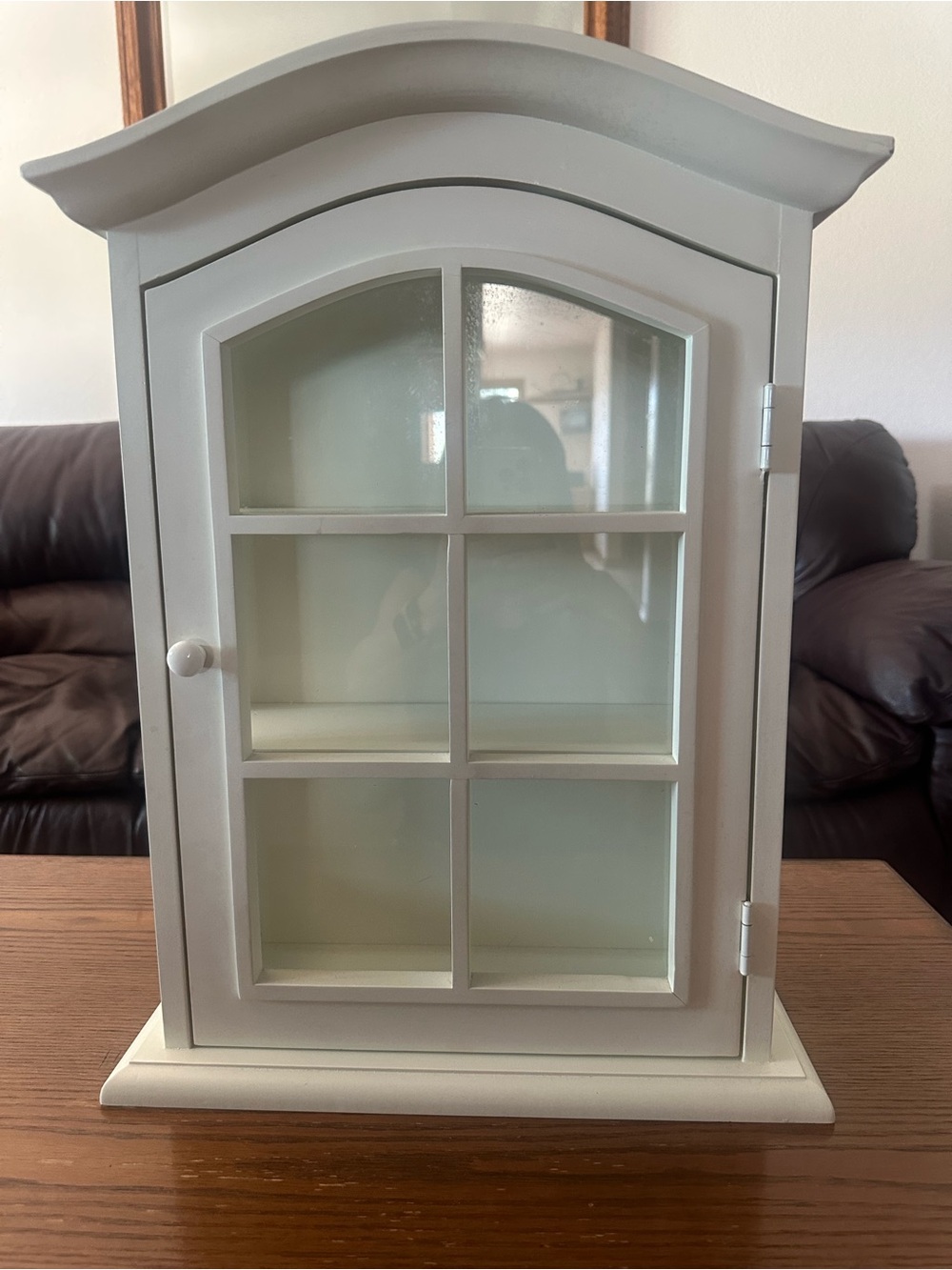 Vintage White Glass-Front Curio Cabinet